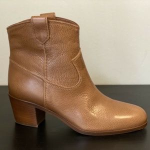 GIANVITO ROSSI BROWN PEBBLED LEATHER WESTERN COWBOY